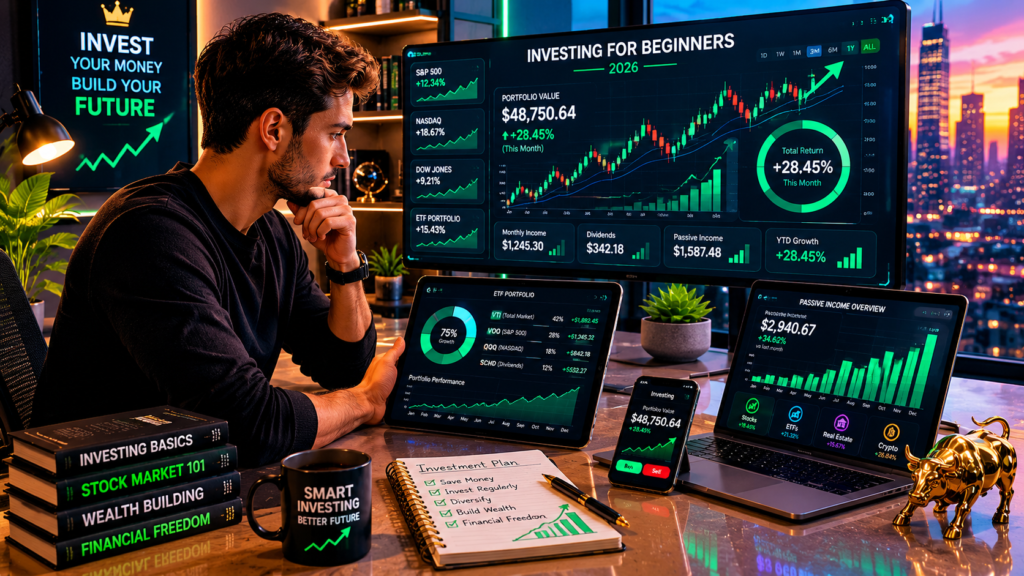 Beginner investor learning wealth building and passive income strategies in 2026